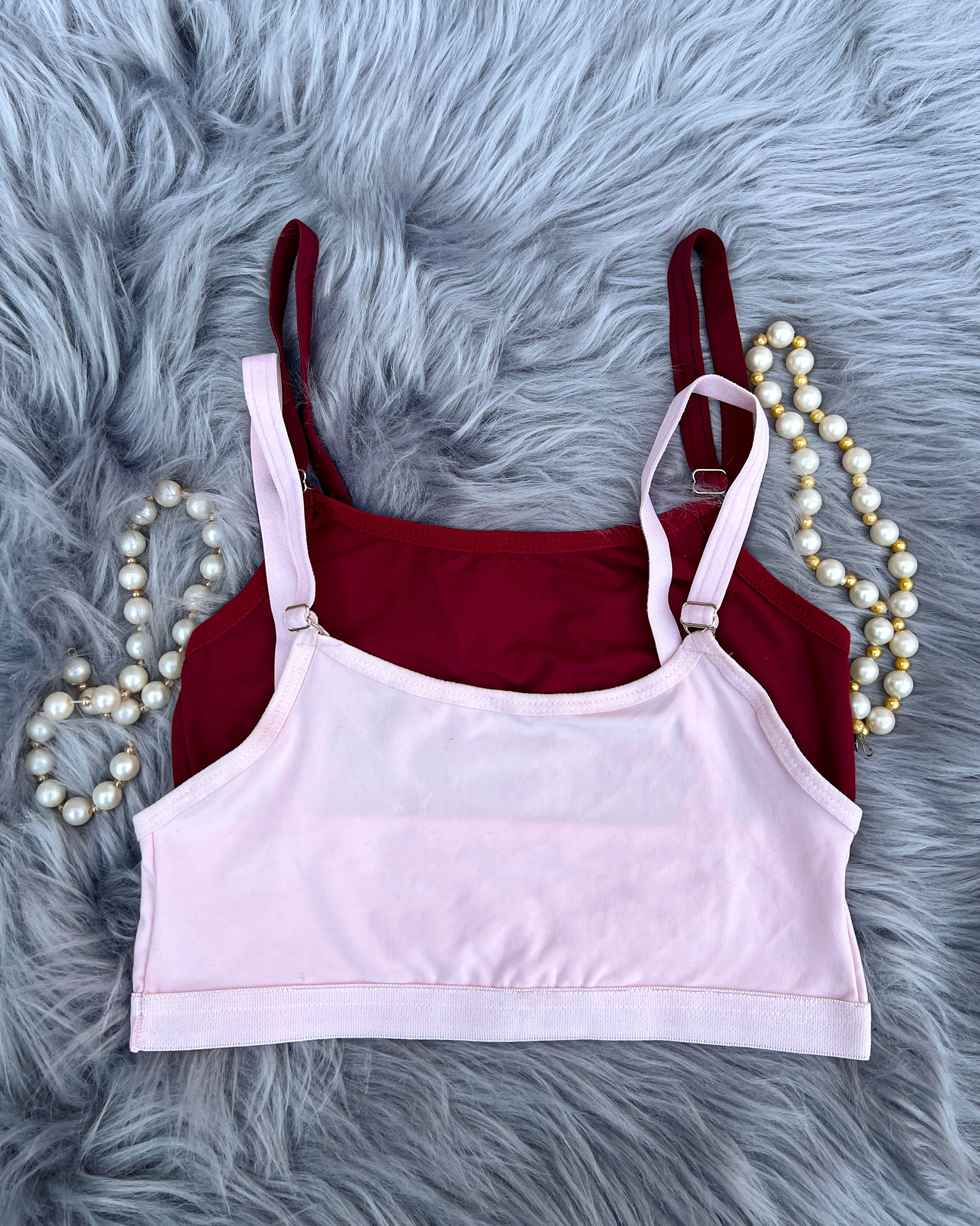 Pack of 4 Young Woman Cotton Blouse Free Size Soft Stretchable Breathable Comfortable Daily Wear Inner Blouse Random Blouse For Young Woman (32-38 Bra Size) - Color Skin/Black/Red/Pink