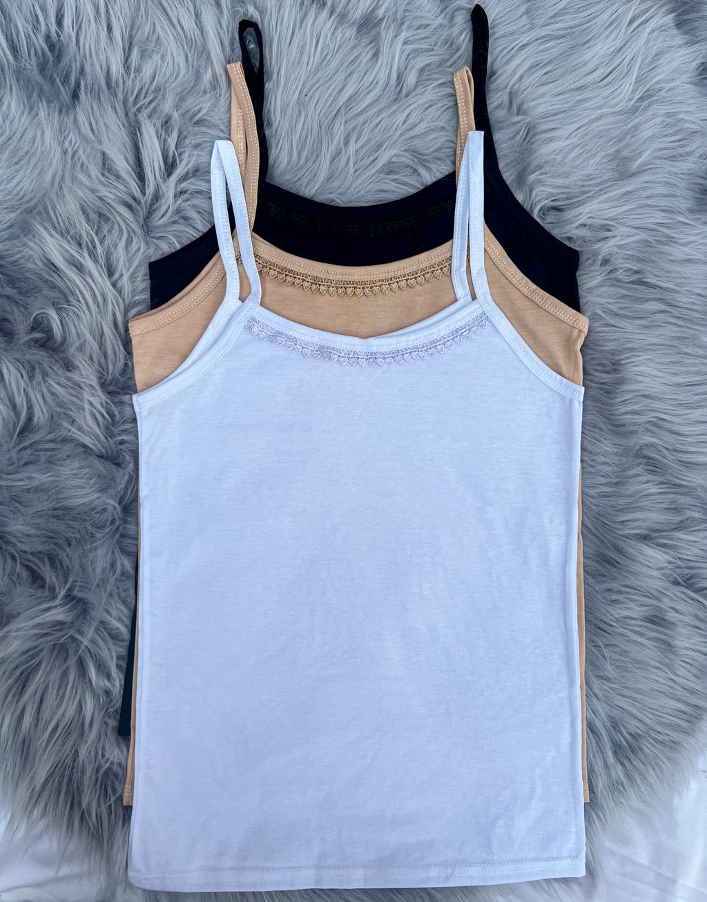 Pack of 3 Women & Girls Cotton Camisole Vest Tank Top – Soft Shameez Stretchable Sleeveless Innerwear Camisoles for Daily Wear & Layering